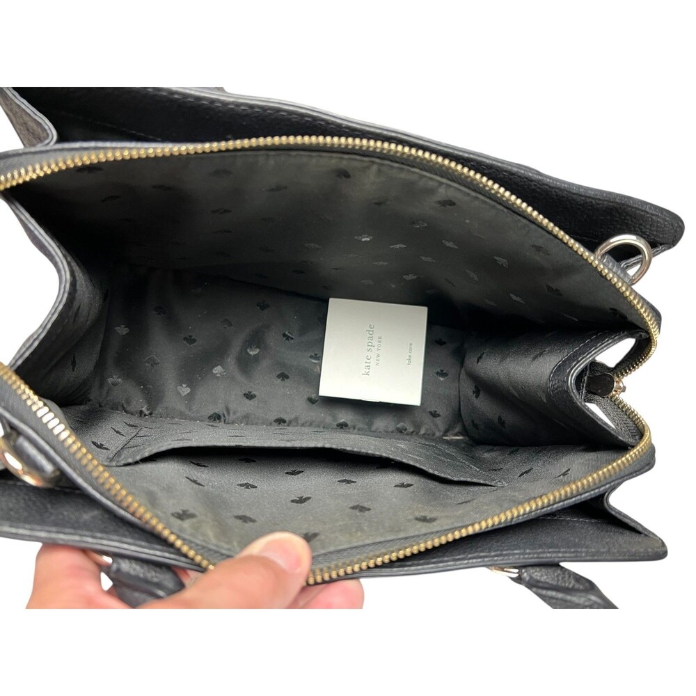 Kate Spade Black Pebble Leather Structured Satchel Bag Purse Handbag - Picture 11 of 15